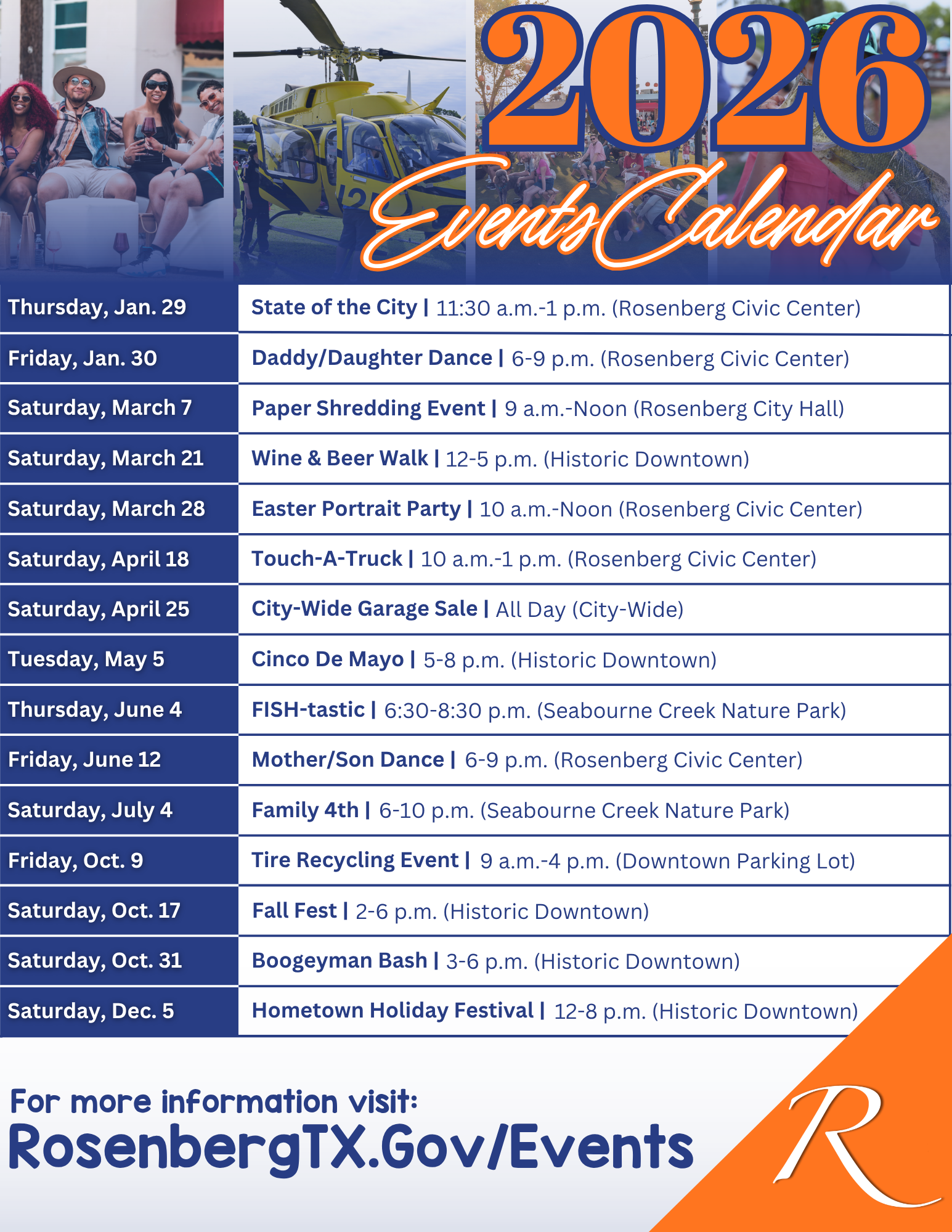 2026 Events Calendar