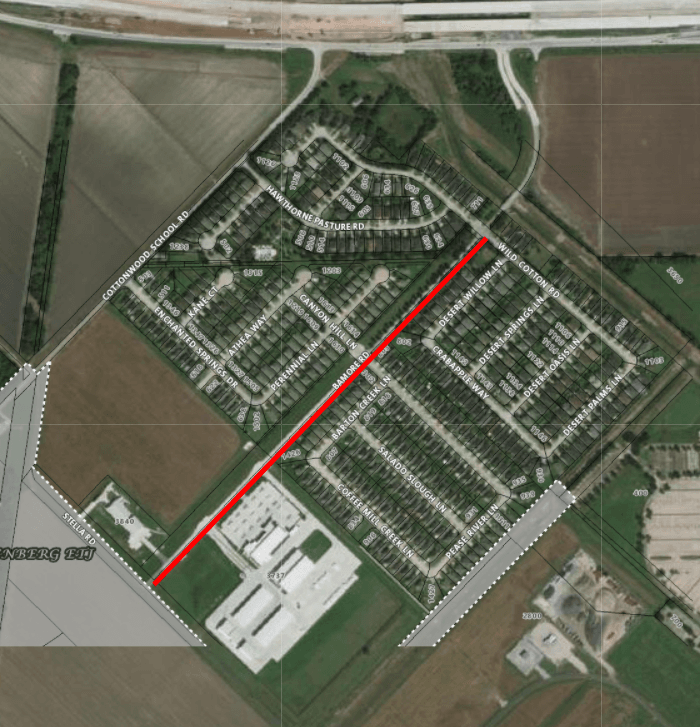 Wild Cotton to Stella Rd Lane Switch Map